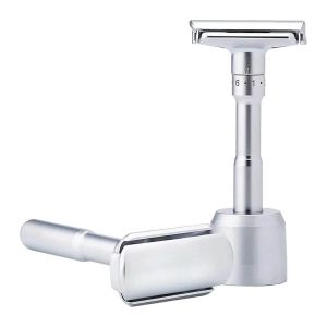 The Shave Factory maquinilla de afeitar de seguridad ajustable mate con soporte